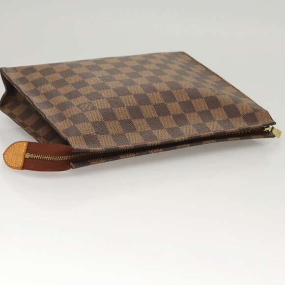 LOUIS VUITTON Damier Ebene Poche Toilette 26 Pouch N47543 LV Auth MX437 - Picture 7 of 16